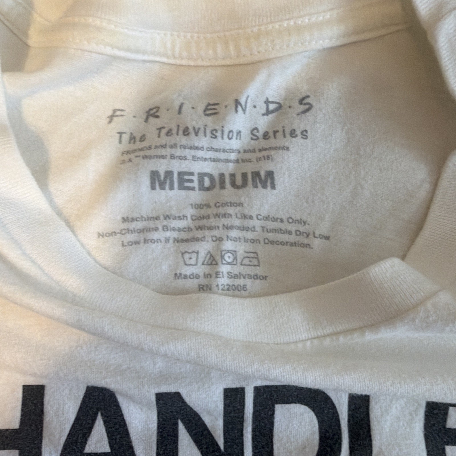 Friends TV Series White Graphic Logo T-Shirt Size M Crew Neck Short Sleeve