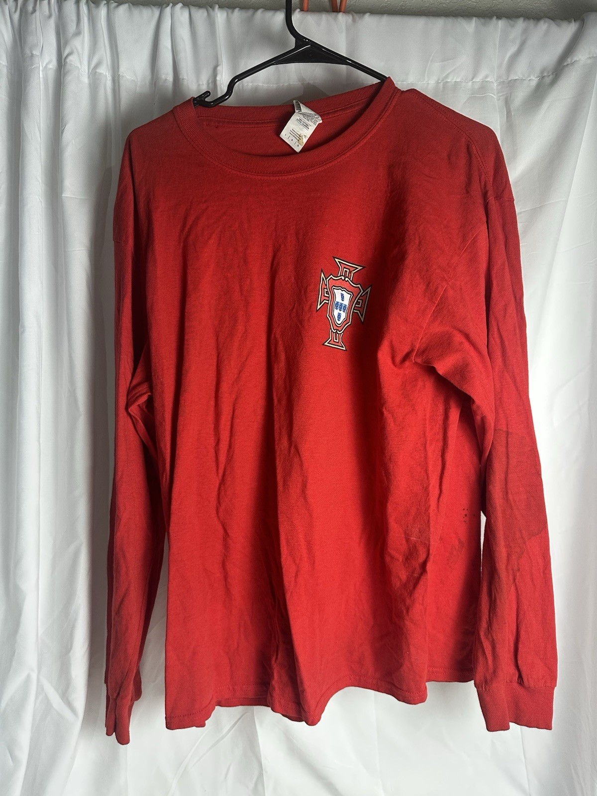 Portugal Long Sleeve Soccer Shirt Red Men’s Nike National Team Jersey Large