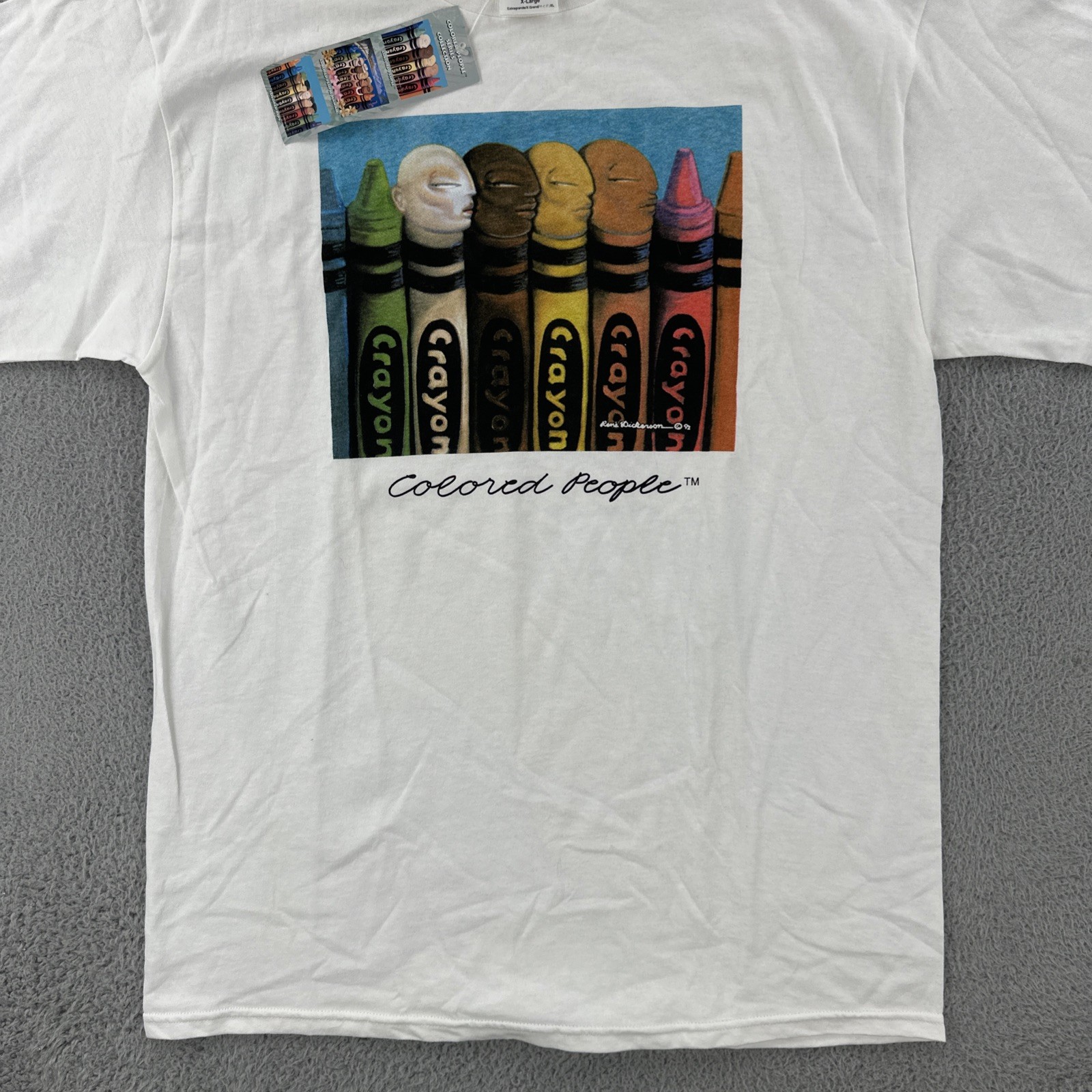 Vtg Tultex Mens XL White Shirt Rene Dickerson Colored People Art Tee 93 NWT 90s