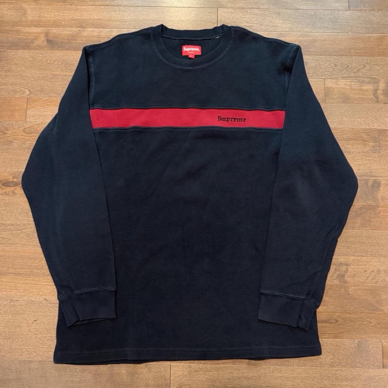 Supreme Panel Stripe Waffle Thermal Shirt