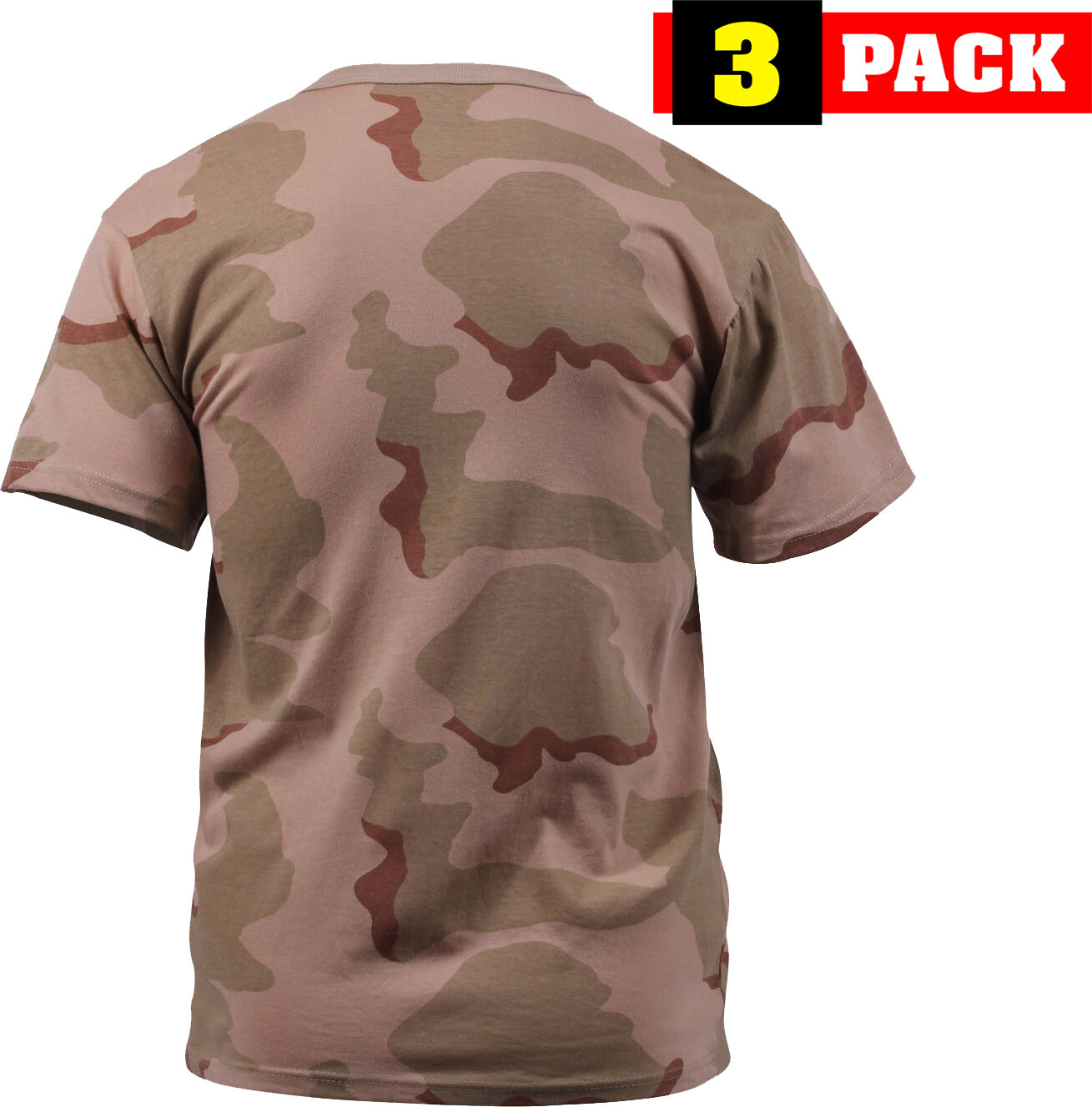 Tri Color Desert Camouflage T-Shirts Mens Tactical Short Sleeve Shirt 3 PACK