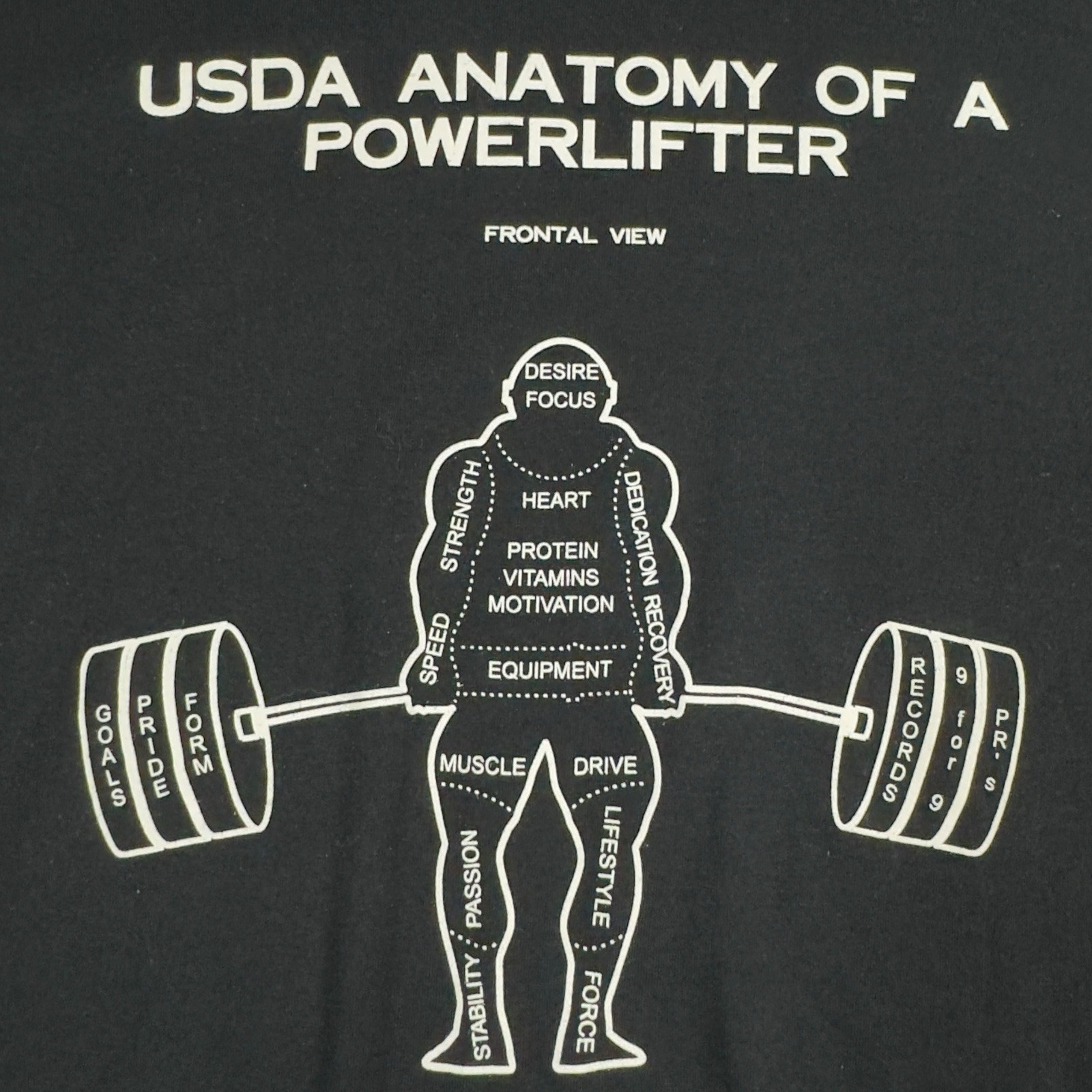 Powerlifter T-Shirt 2XL Black Gym Fitness Bodybuilding Weightlifting Funny Tee