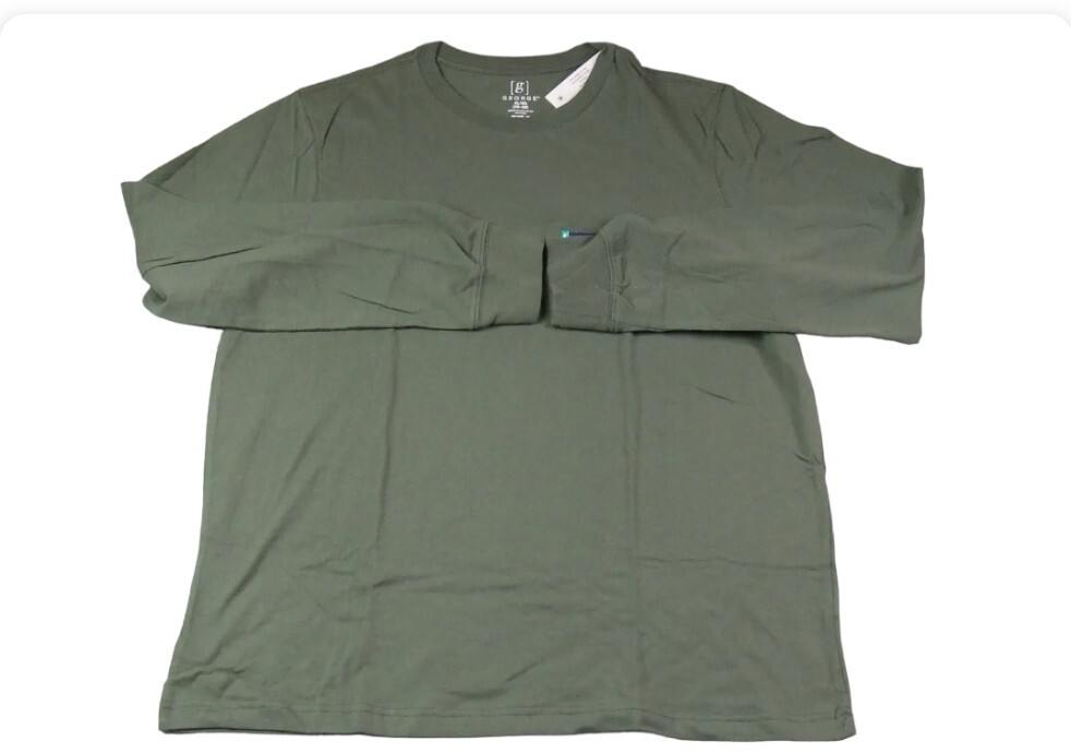 George Men’s Pick Color Long Sleeve Crew-Neck Solid Plain T-Shirts Tee: S-XL