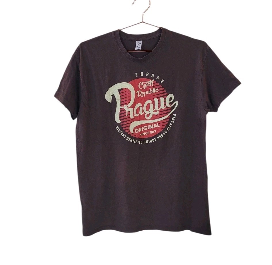 Pre-Owned Sol’s Regent XL Brown Czech Republic Prague Europe Graphic T Shirt Men