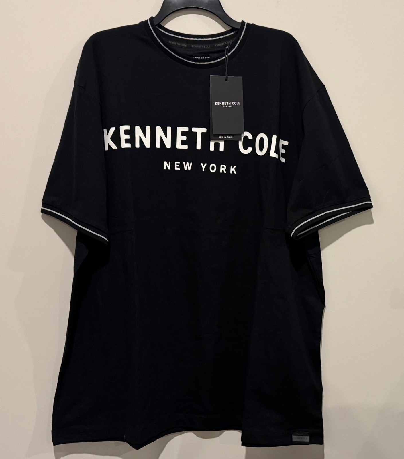 NWT Kenneth Cole New York Men’s Black Big & Tall 95% Cotton T-Shirt Size 4X