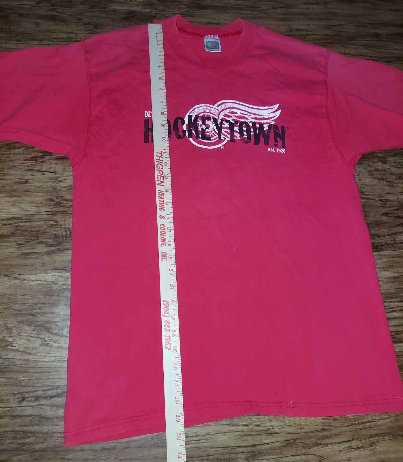 VTG DETROIT RED WINGS Hockey T-Shirt Large HOCKEYTOWN Front & Back Hit Made USA