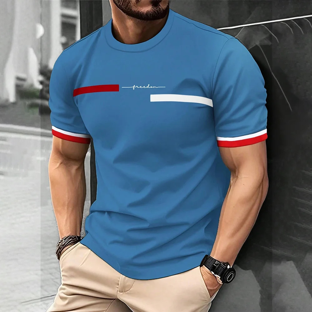 Men’s Elegant Letter Print T-Shirt Casual Fashion Short Sleeve Tee
