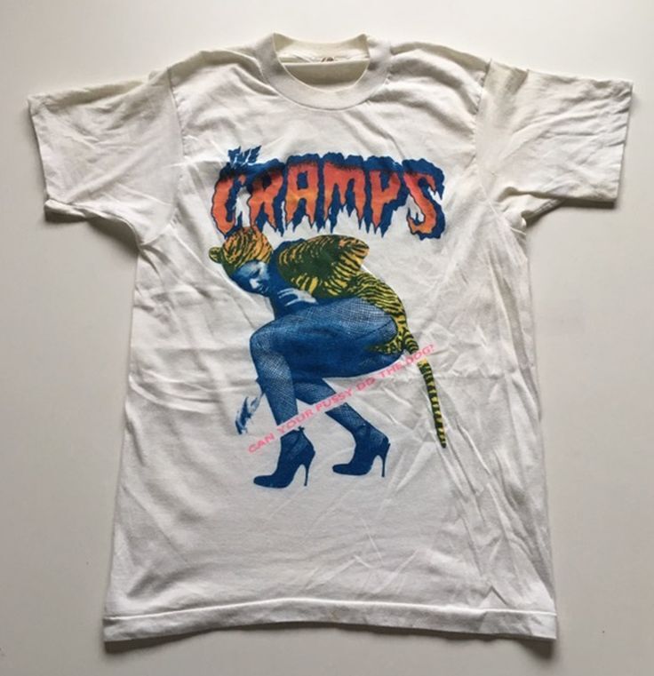 Reprint The Cramps band Retro style White T shirt Heavy cotton NH18700