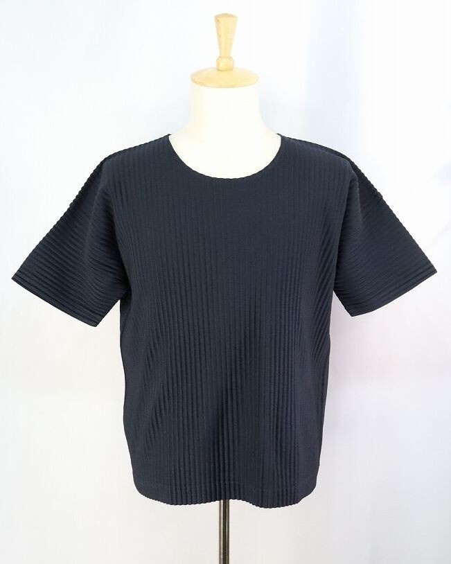 Authentic HOMME PLISSE ISSEY MIYAKE Navy Blue Men’s Tee Top Size2 182 8121