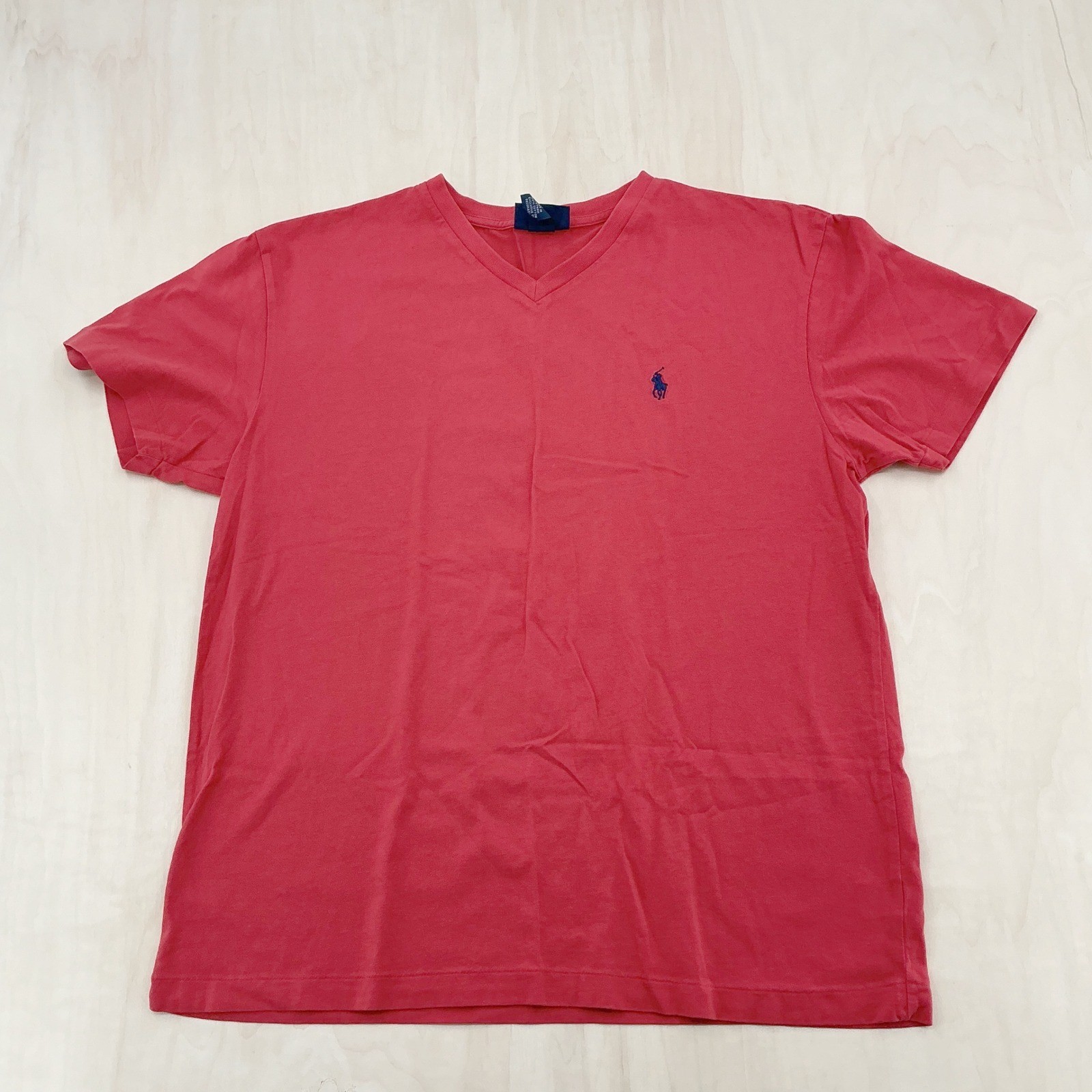 Mens Classic Polo Ralph Lauren V-Neck T-Shirt M Red Pony Logo Preppy
