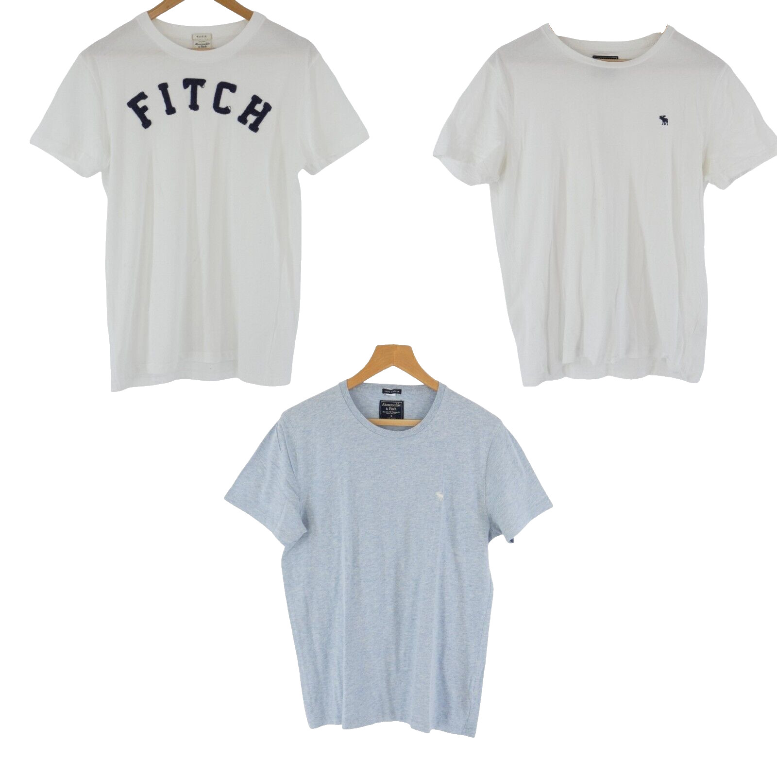 Abercrombie & Fitch Mens T Shirt Bundle M Logo Cotton Crew Neck 3 Pack Casual