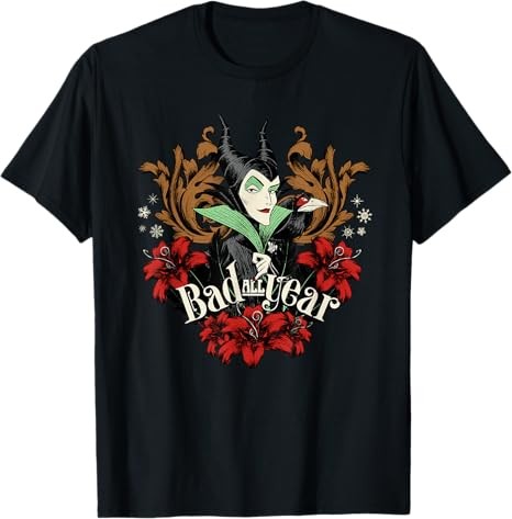 Disney Villains Holiday Christmas Maleficent Bad All Year T-Shirt Size S – 5XL