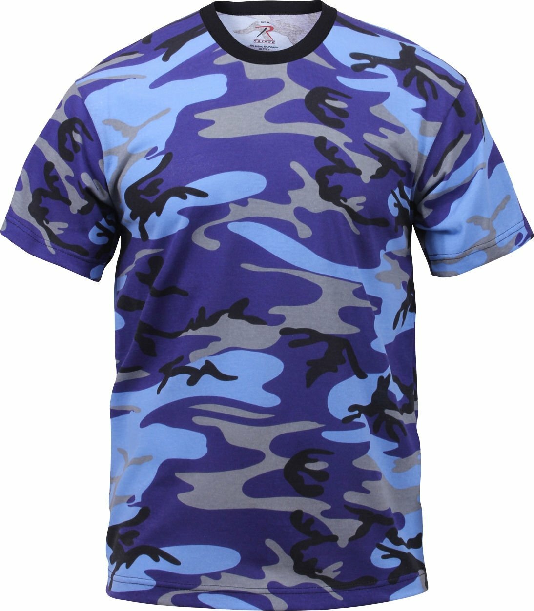 Mens Electric Blue Camouflage Tactical Military Short Sleeve T-Shirt