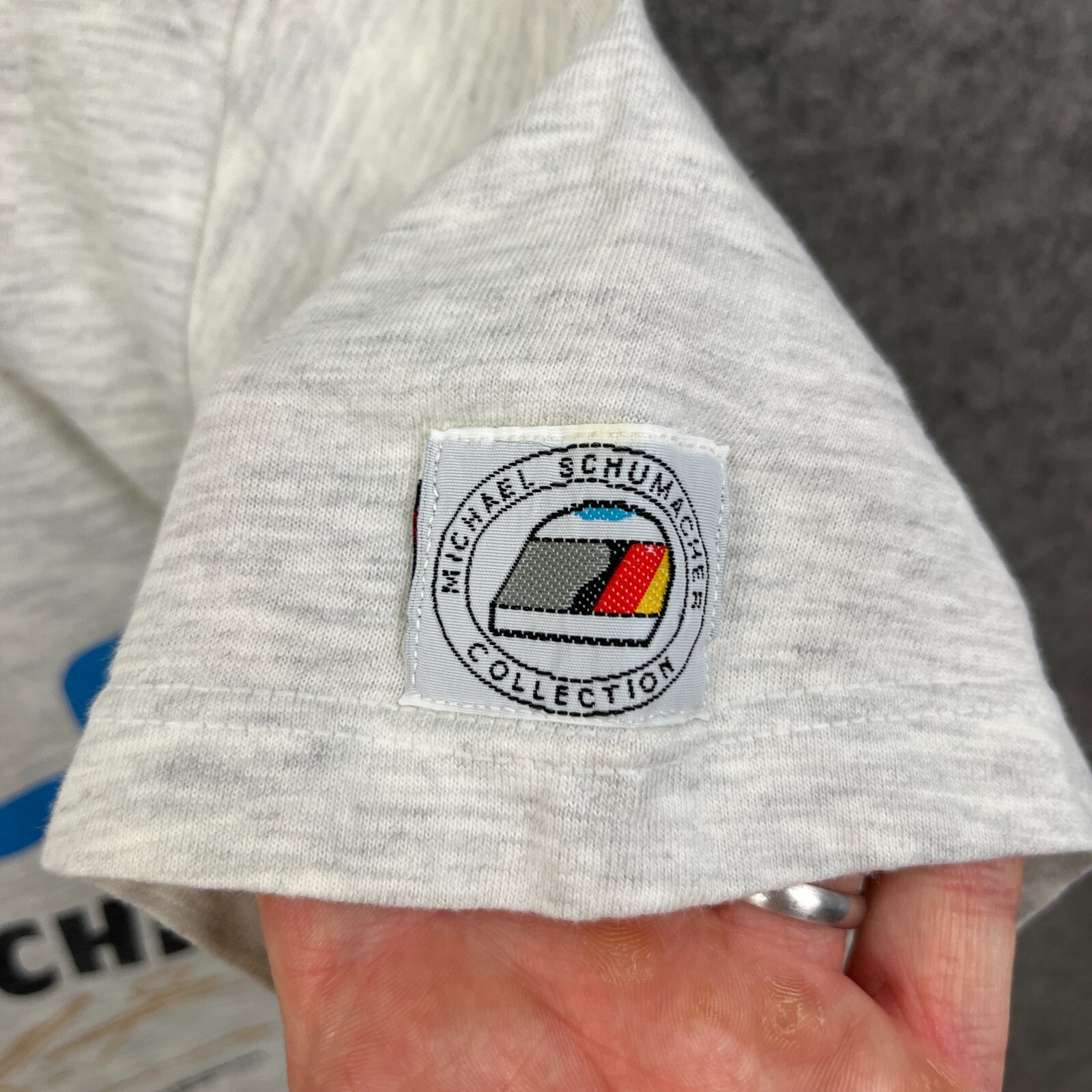 Vintage Michael Schumacher Shirt Mens Small Grey Dispo Formula 1 F1 AOP 1990s
