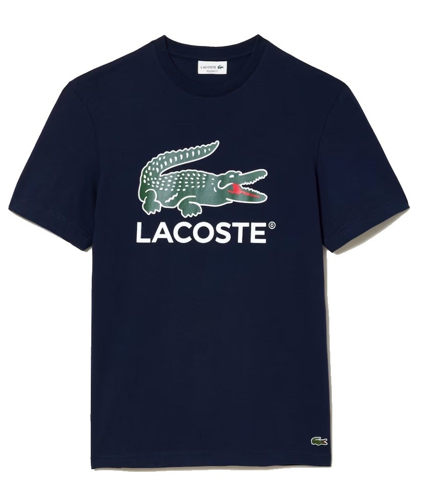 Mens Lacoste Crocodile Logo Graphic T-Shirt X-Large Navy Blue
