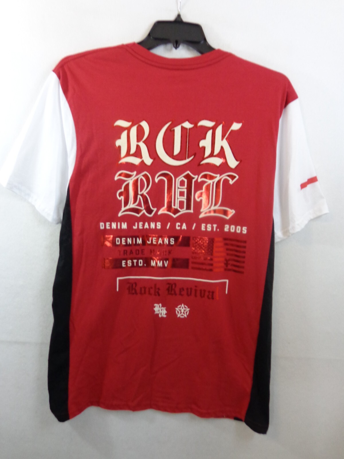 Rock Revival T Shirt Men’s L Red Short Sleeve Big Logo Double Sided New With Tag