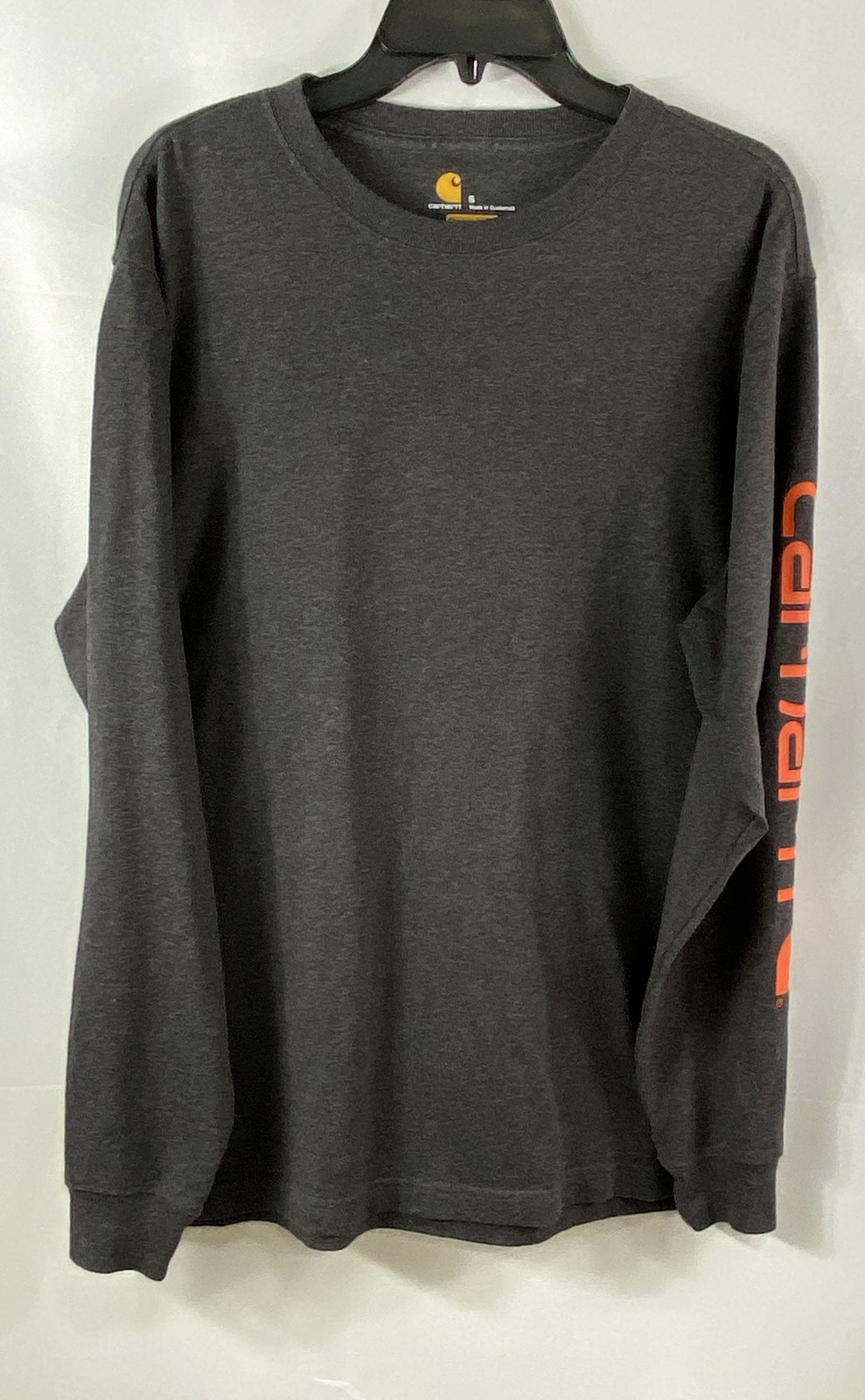 Carhartt Men’s Carbon Heather Gray Long Sleeve Logo Graphic T-Shirt Sz S K231
