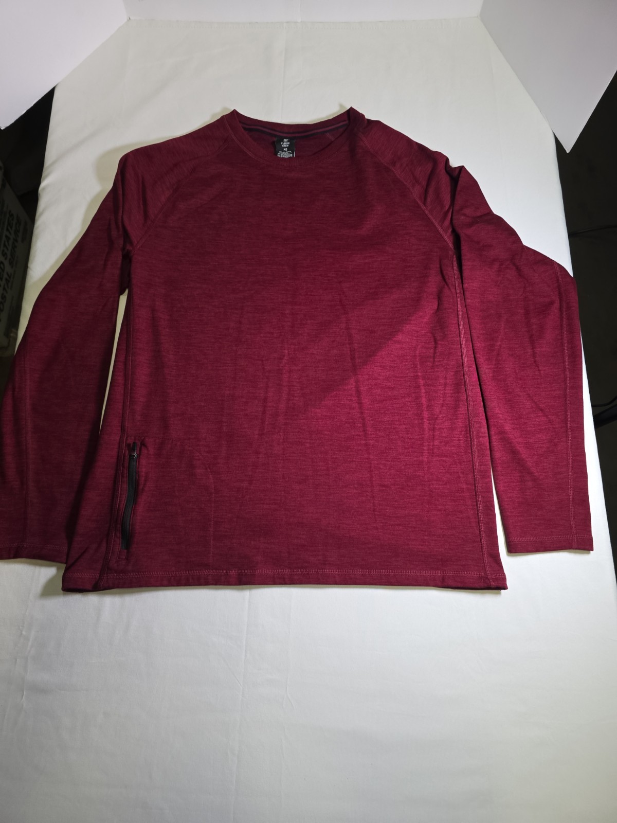 Members Mark Tech Crew Shirt Mens Size MD Wine Red Long Sleeve Pocket