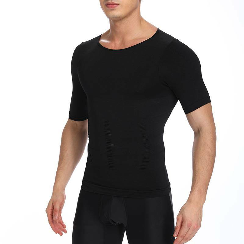 Men Slimming Body Shaper T-shirt Abs Abdomen Compression Tee Workout Tank Tops