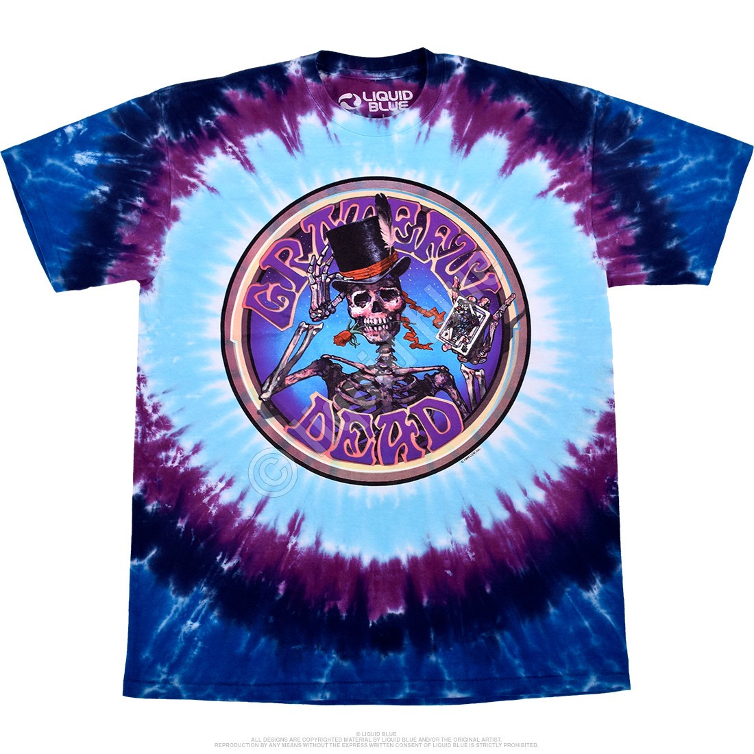 Grateful Dead Queen Of Spades Tie-Dye T-Shirt Liquid Blue