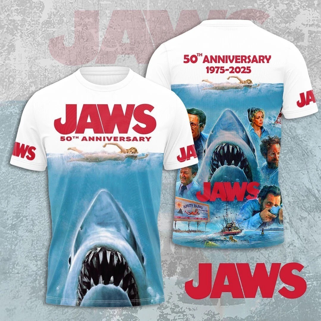 Jaws 50Th Anniversary 3D All Over Printed T Shirt All Size