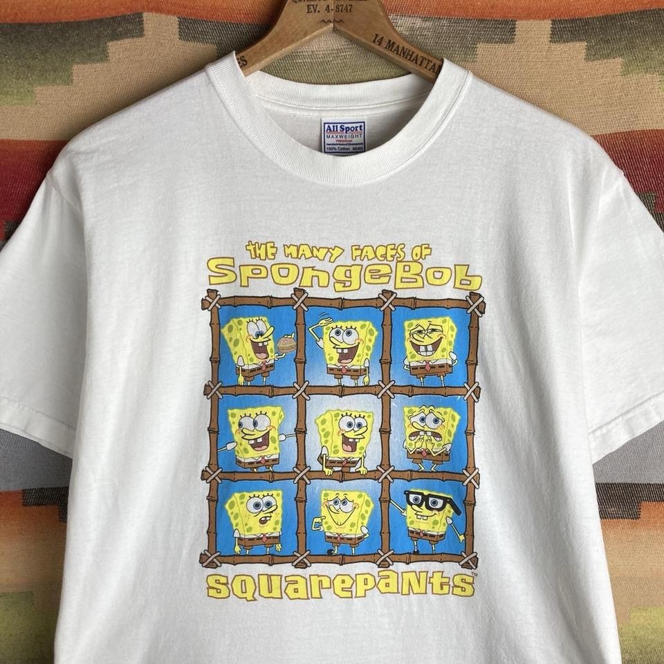 VTG 00s SpongeBob SquarePants Nickelodeon Many Faces White T-shirt Mens Medium