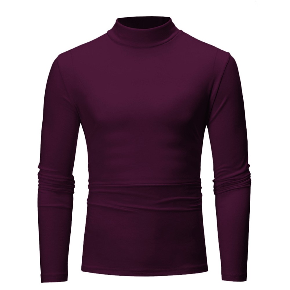 Mens High Neck Long Sleeve Polo T-Shirt Tops Winter Baselayer Turtle Neck Jumper