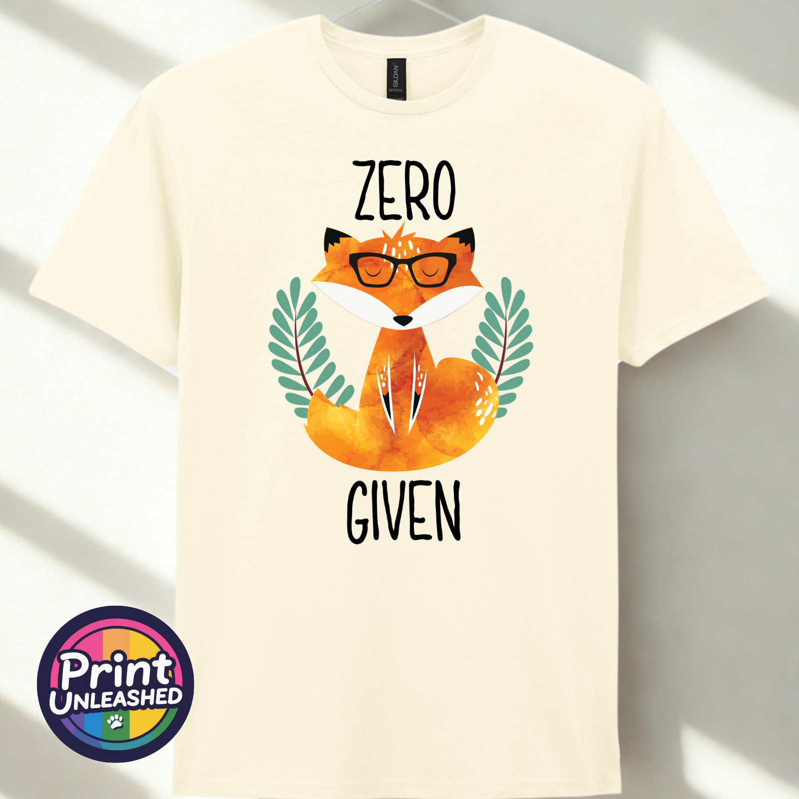 Zero Fox Given Graphic Tee Funny Printed Slogan T-Shirt Zen Fox Print Fun Gift