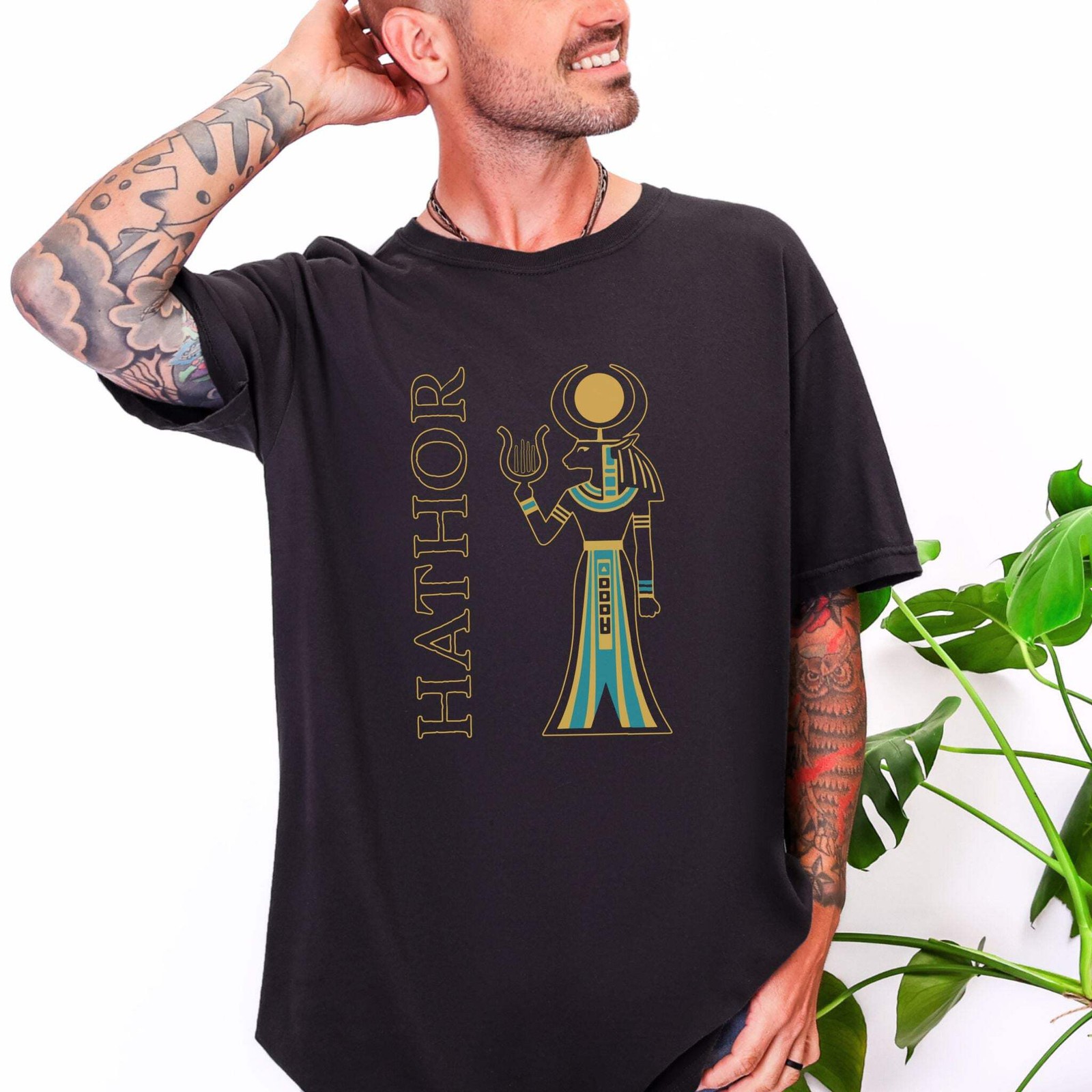 Hathor Egyptian Goddess T-Shirt | Ancient Egyptian Mythology Sun Disk Tee