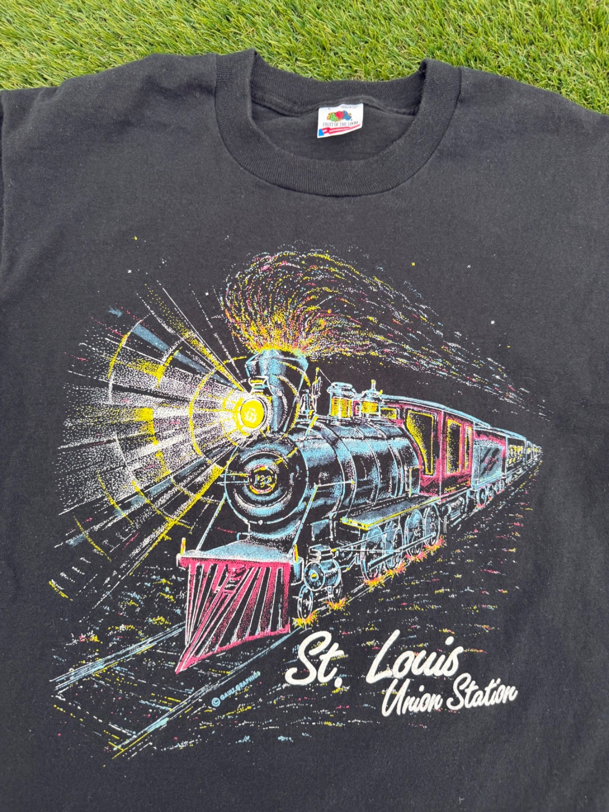 Vintage 80s St. Louis Union Station Train Travel Tee Single Stitch T-shirt Large