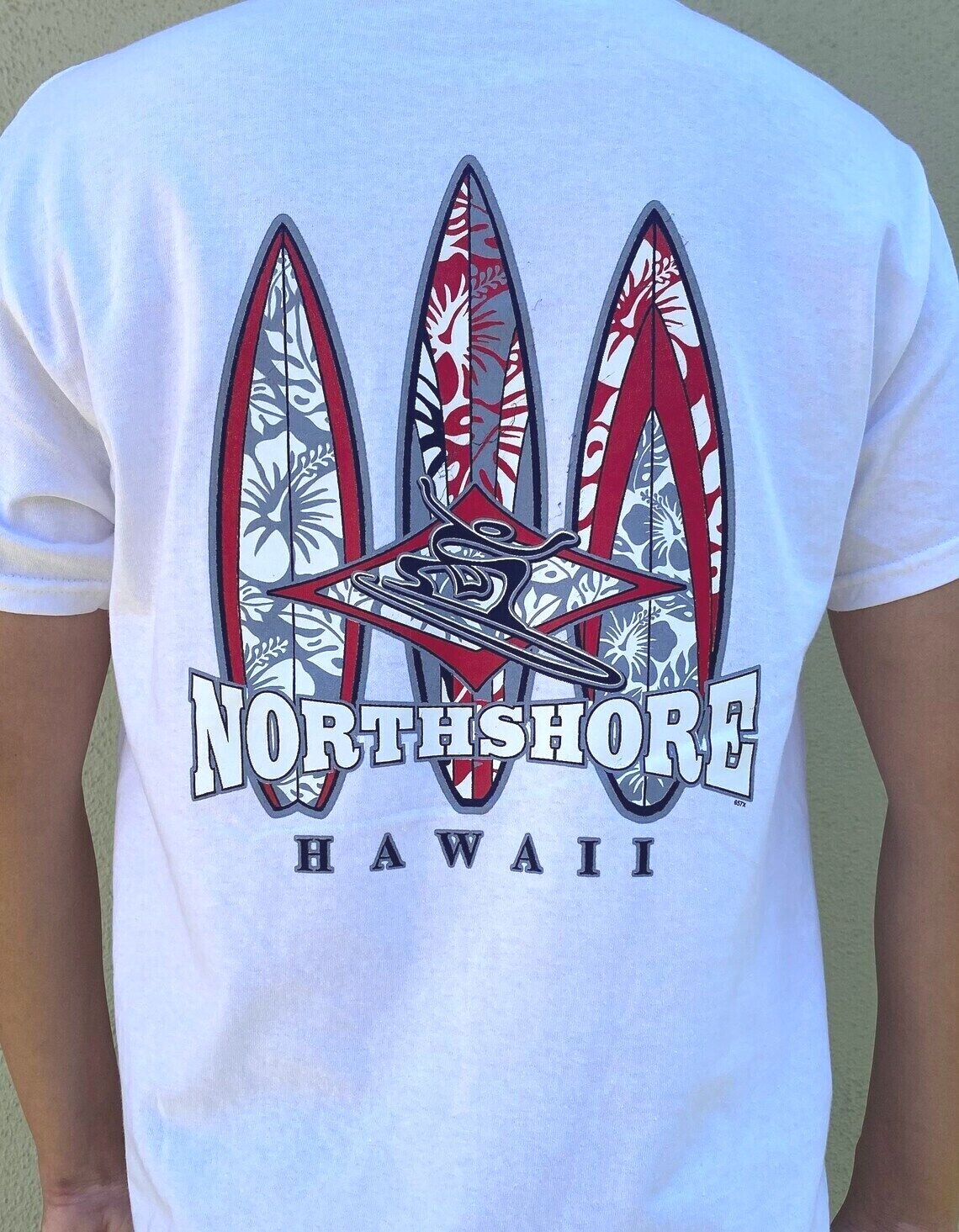 Hawaiian Traditions North Shore Red Surfboard Men Women White Cotton T-shirt