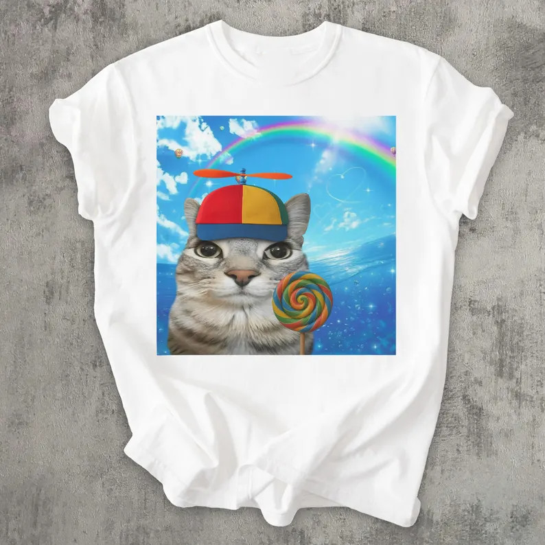 Happy Cat Dreamcore T-shirt Funny Cats Brainrot Meme Silly Kitten Tee