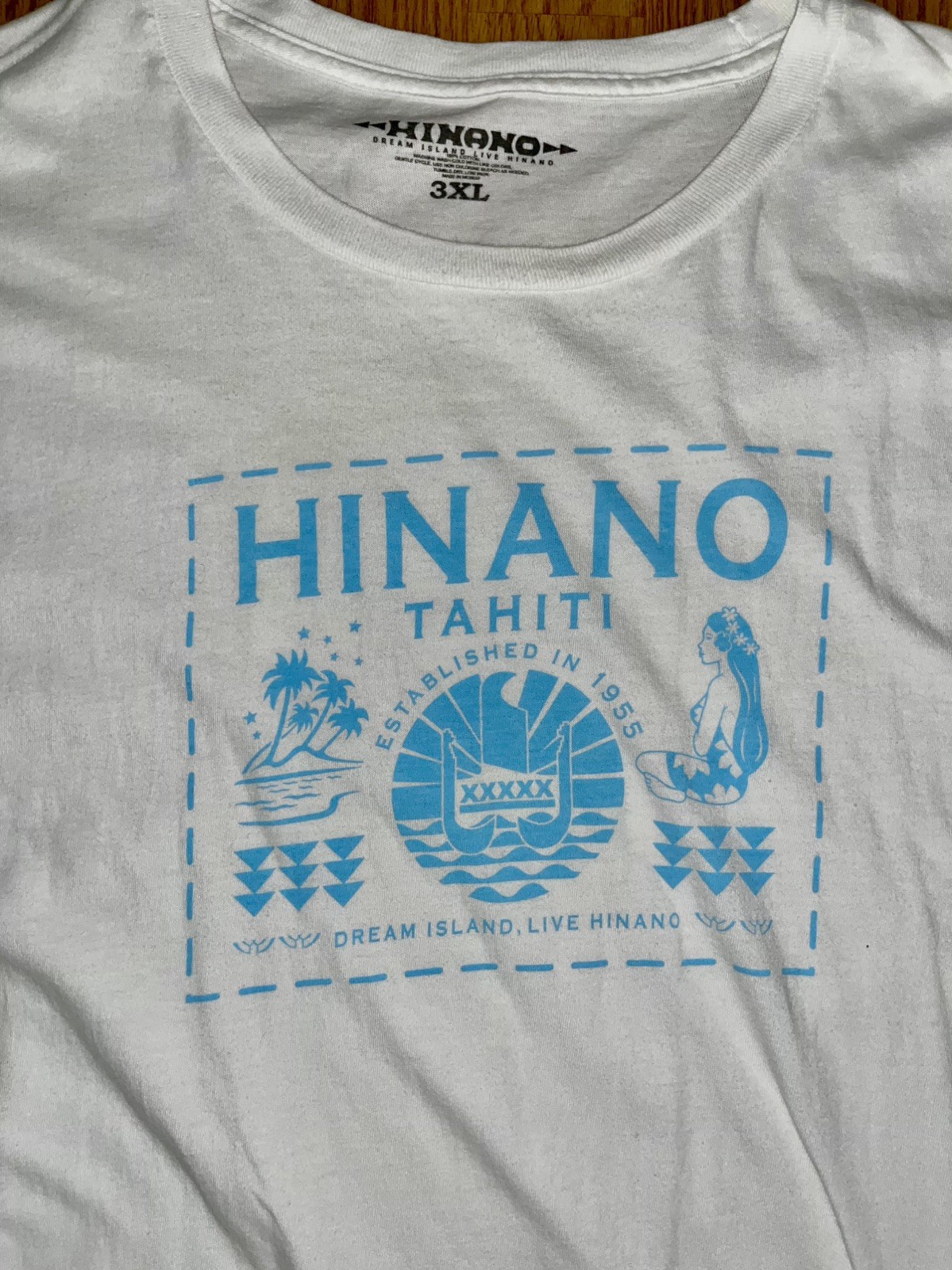 Hinano Tahiti Shirt Mens 3XL White Teal Hawaiian Beer Tropical Girl Graphic Tee