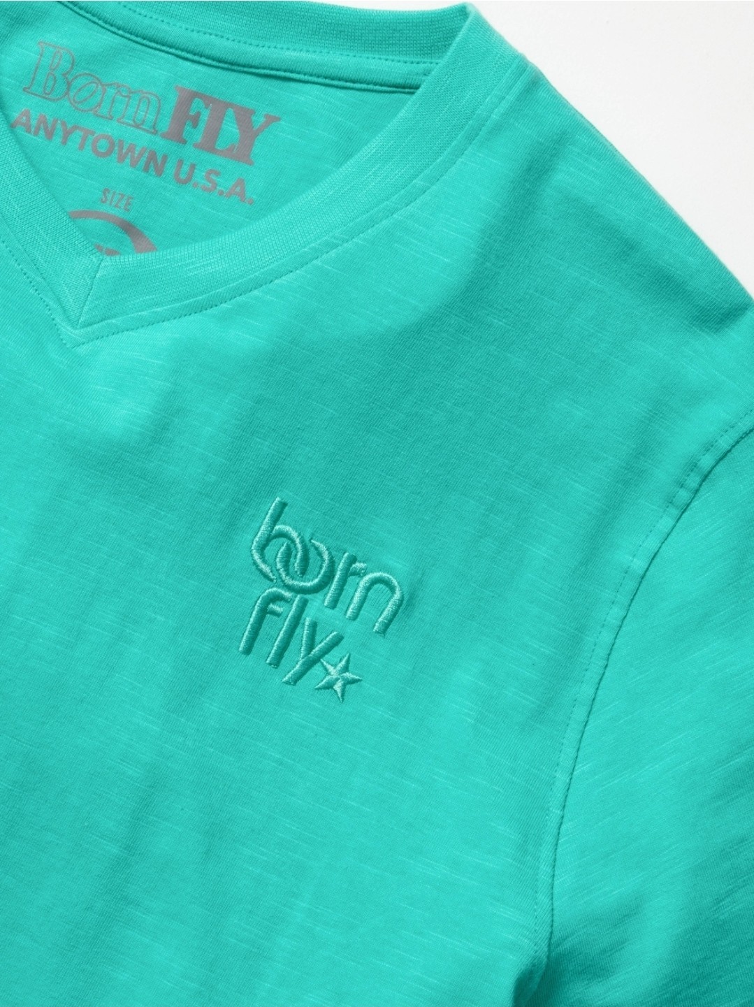 🌟Born Fly☀️ Summer Love V-Neck Embroidered Logo T-Shirt Size 6XL