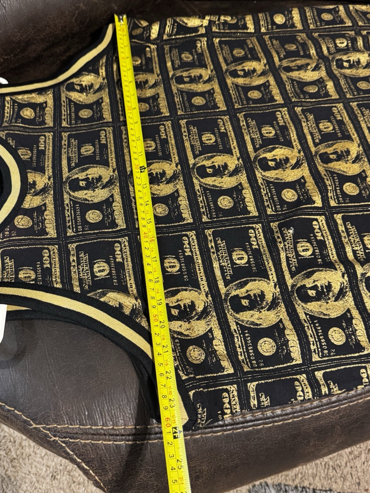 PWT classic And Cool Men’s Top Dollar Bill Print Size M Mettalic Gold And black