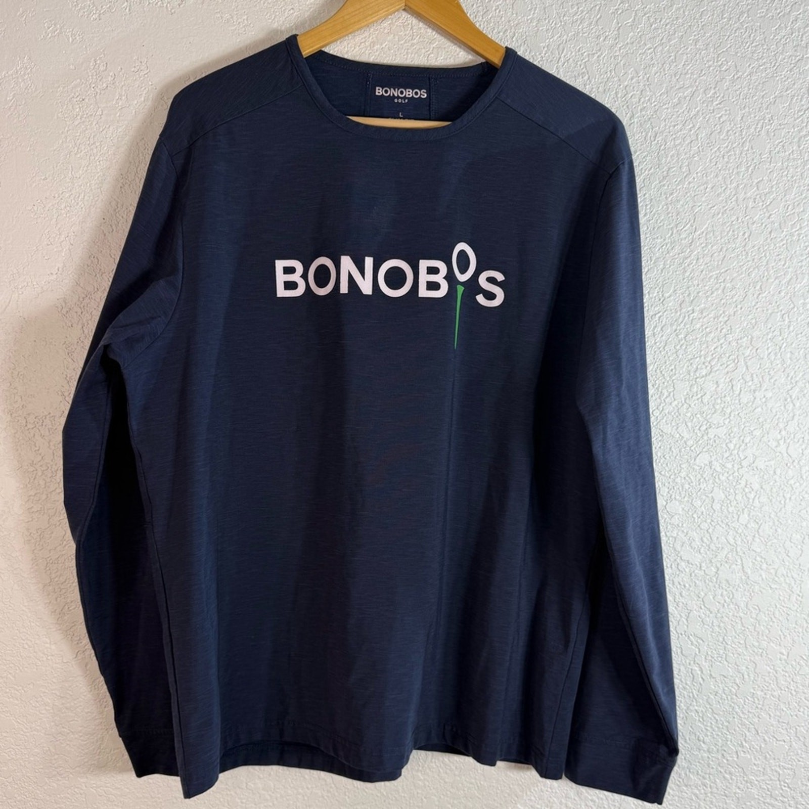 Bonobos Golf Slim Fit Long Sleeve T-shirt Dark Blue Logo Casual Weekends Large