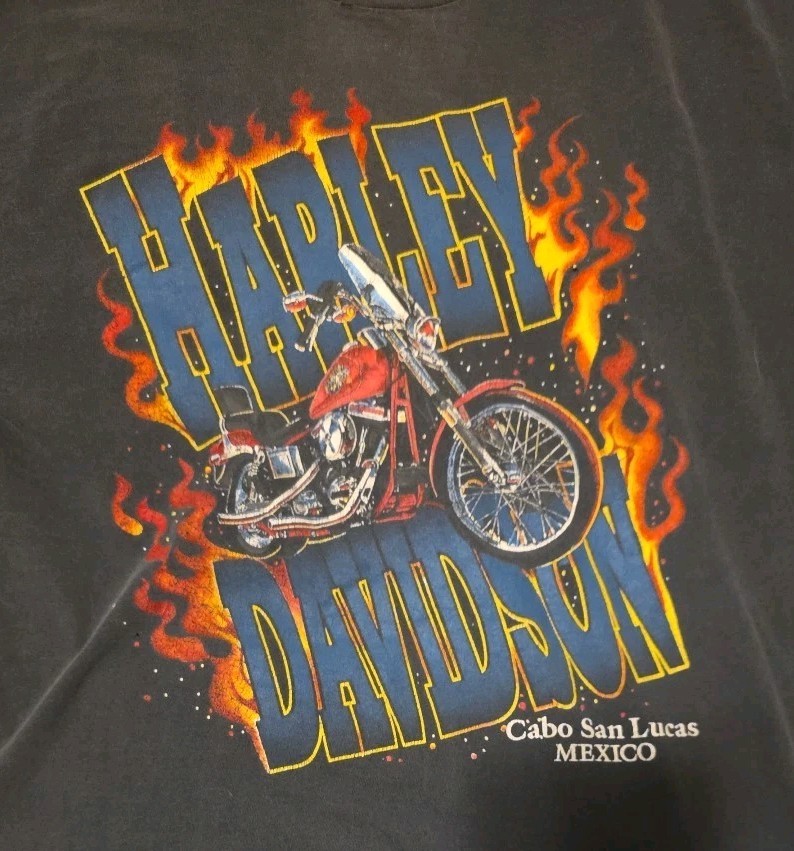 Harley-Davidson Cabo San Lucas Mexico Graphic T-Shirt Distressed Sz Large No Tag