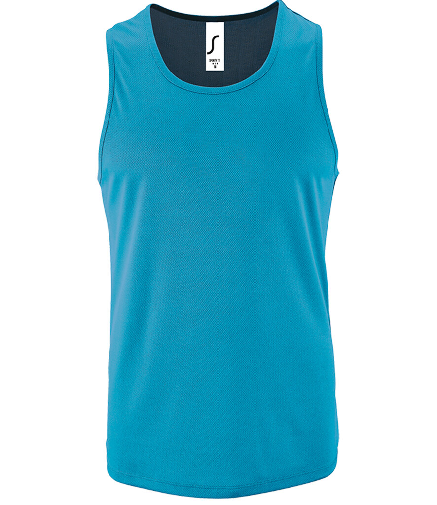 SOLs Mens Sporty Polyester Performance Tank Top Vest Sleeveless T-Shirt S-3XL