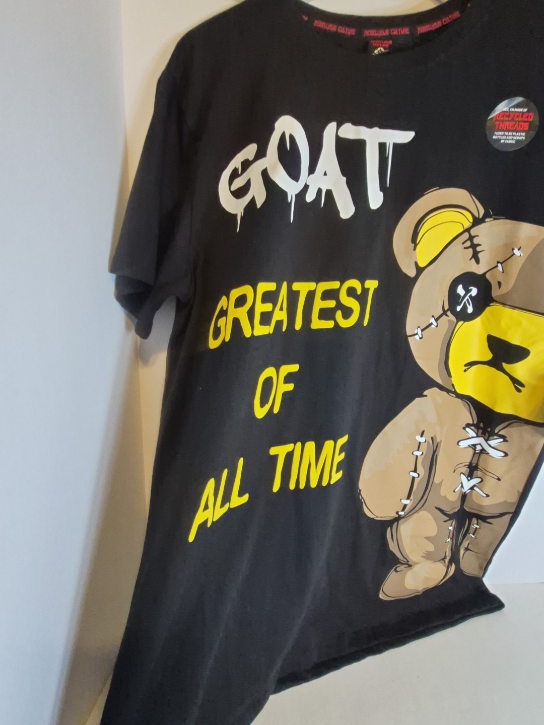 Rebellious Culture Graphic T-Shirt Black Size Large (G.o.a.t.) Recycle Threads