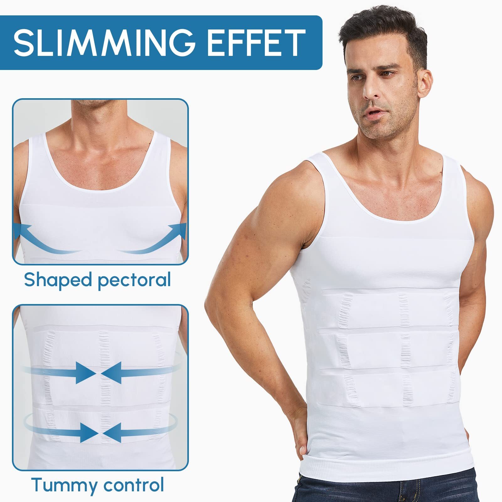 Mens Slimming Vest Abs Abdomen Compression Shirt Workout Tank Tops Body Shaper