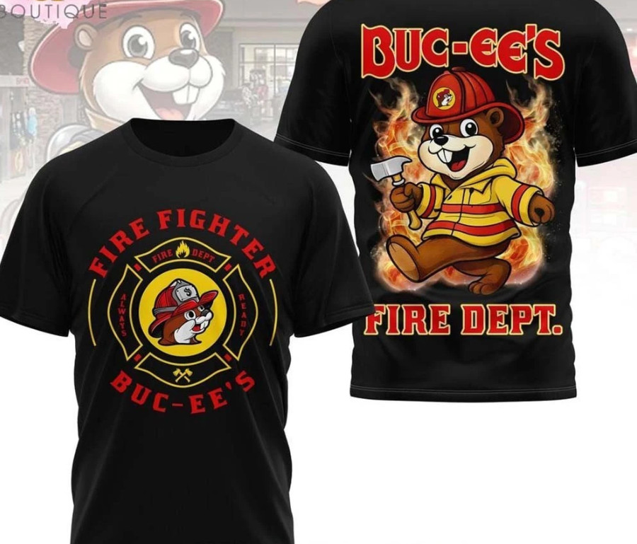 Buc-ee’s Firefighter 2026 short sleeve black color 2 side Shirt VK10255