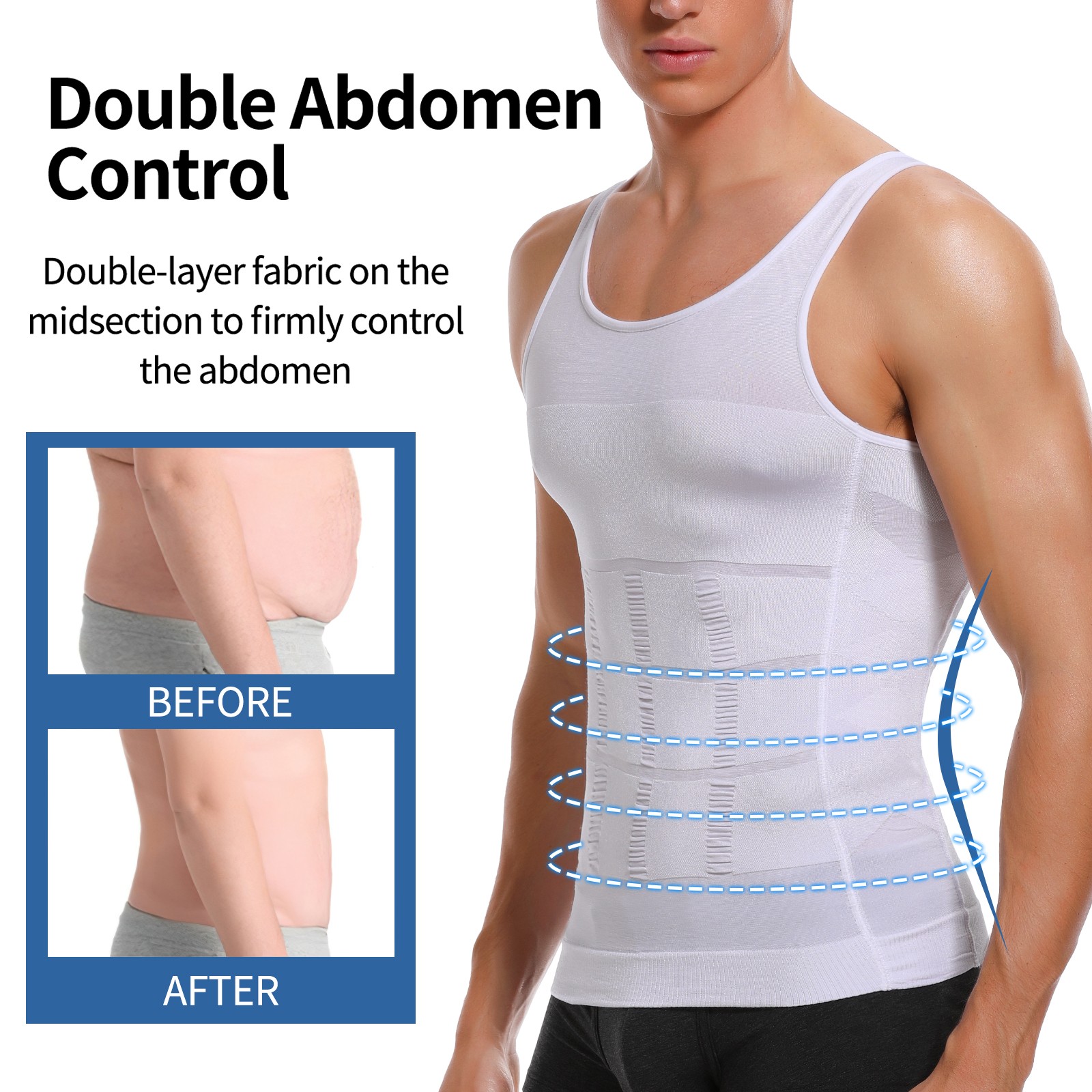 Gynecomastia Moobs Compression Vest Shirts Men Tank Top Slimming Body Shaper US