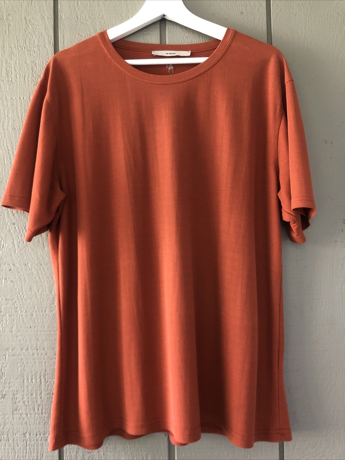 I’m Brian Mens T Shirt Rust Orange Made in Italy 55% Rayon Tee Size XL Quality!!
