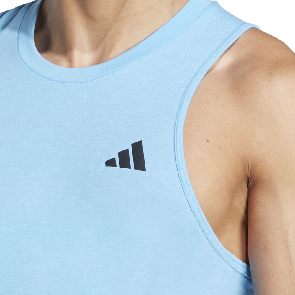 adidas Train Essentials Crew Neck Athletic Tank Top Mens Blue Casual Tops JC5372