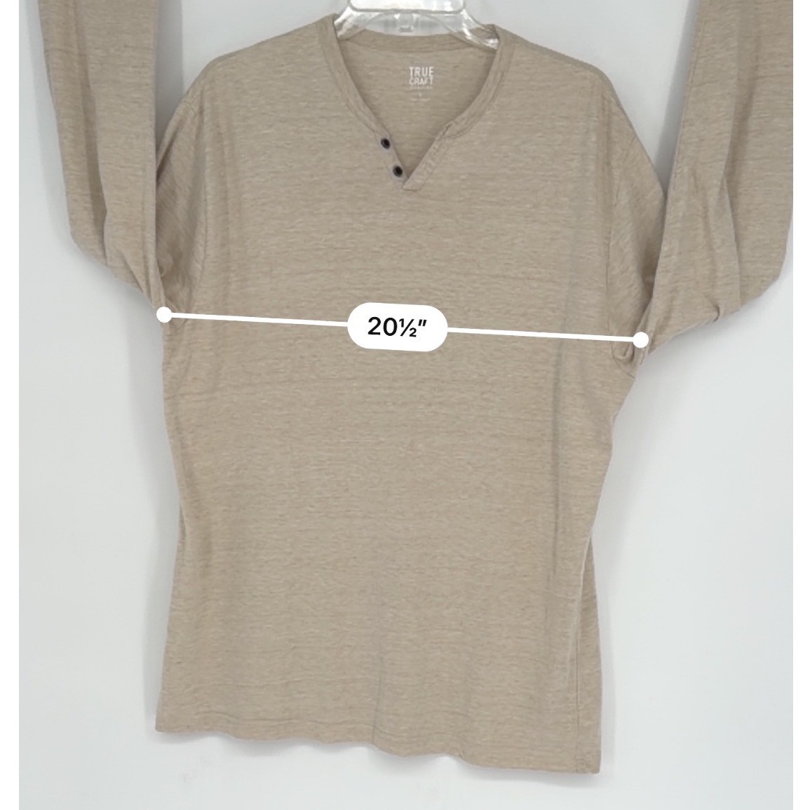 TRUE CRAFT Mens Tan Long Sleeve Henley Shirt Size XL Normcore Minimalism 100-40