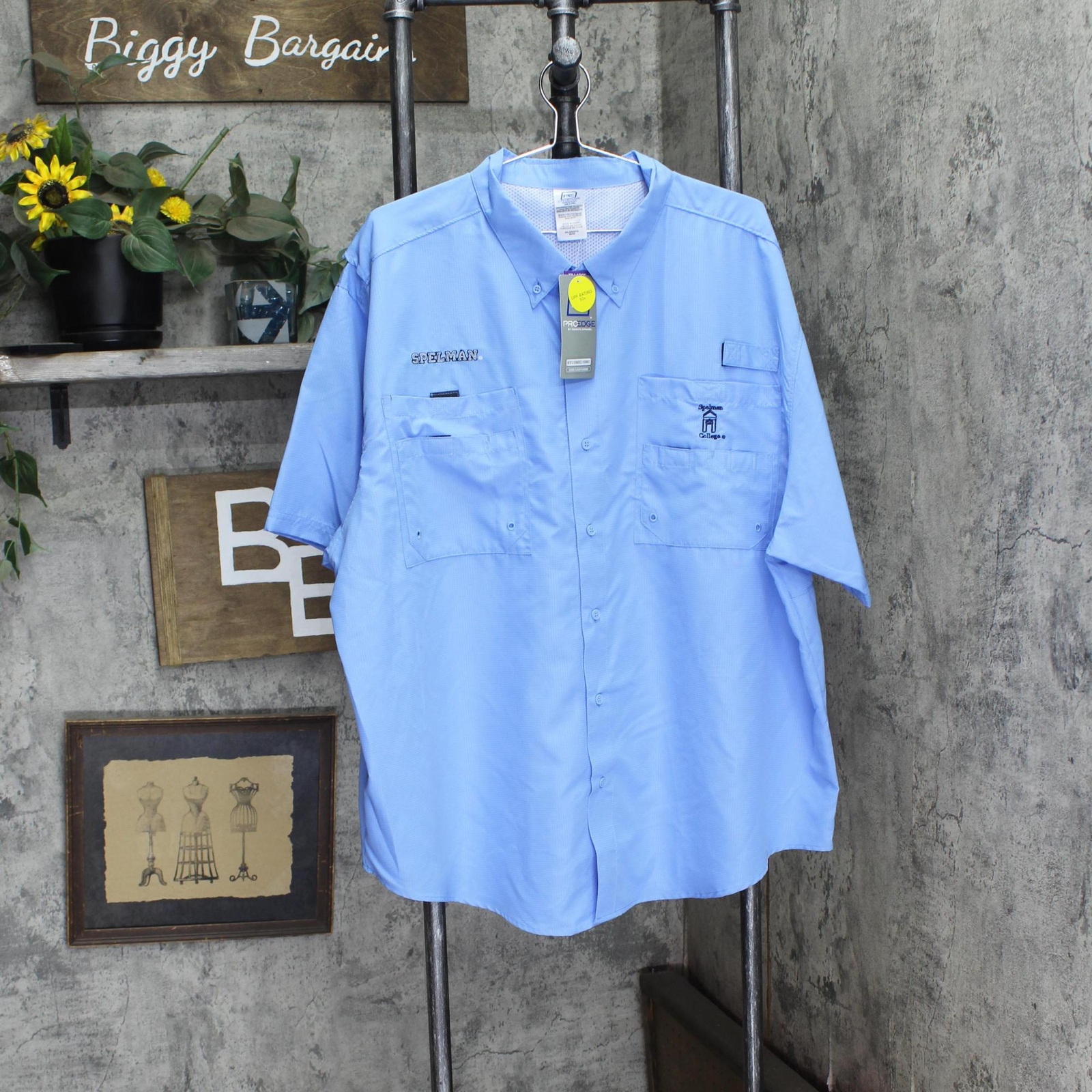 pro Edge Mens Mesh Lined Spelman College Jaguars Fishing Shirt 7AMKM04SAM-4