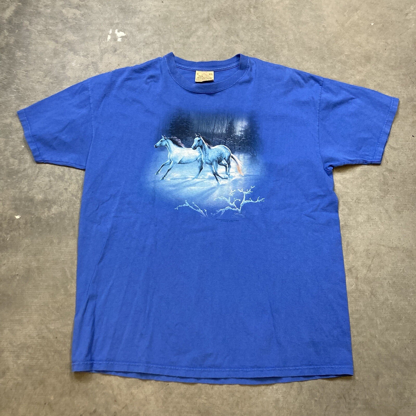 Horse Shirt 2XL 00s Y2k White Horse Lightning Thunder The Mountain Tee