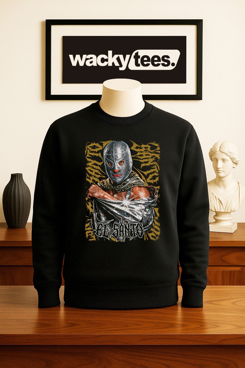 Lucha Libre El Santo Luchador Wrestling Oro Retro Style Graphic Tee Shirt
