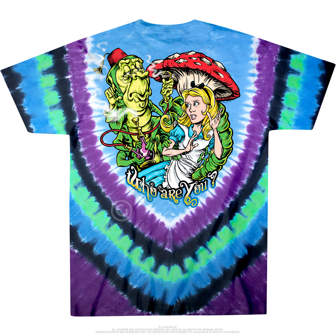 DON’T YOU KNOW-MAD HATTER-ALICE-2 SIDD TIE DYE T-SHIRT- S-M-L-XL-2X Cheshire Cat