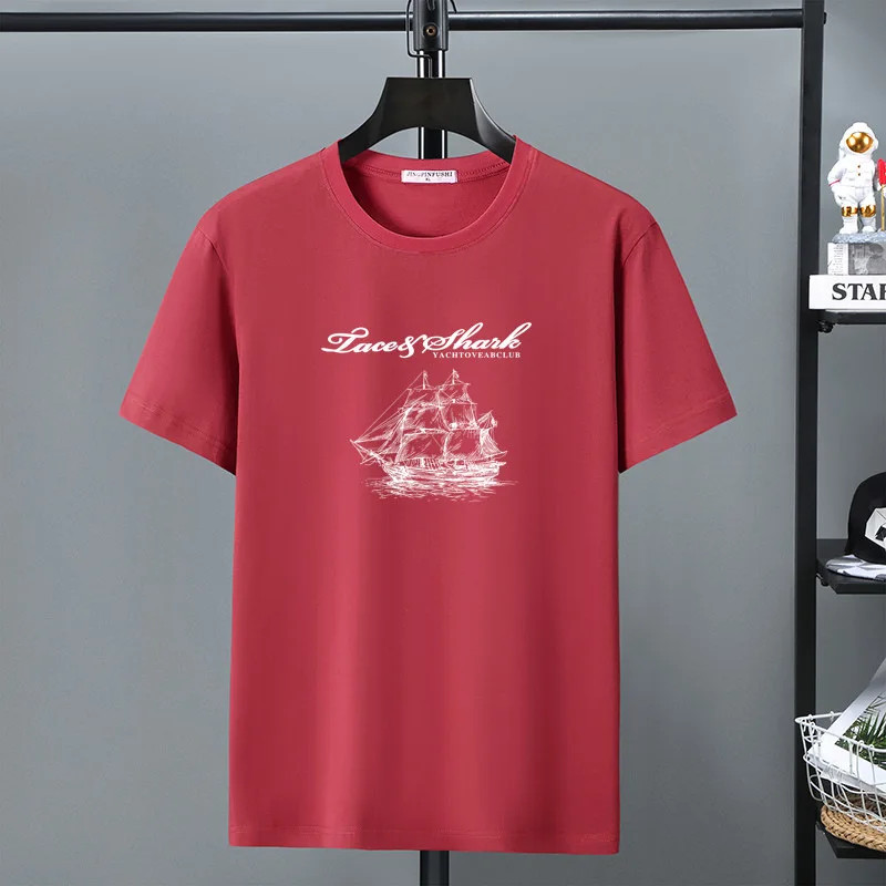 Men Sporty Big And Tall Lace and Shark Cotton T-Shirt M-12XL